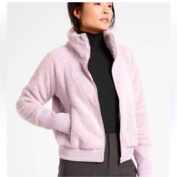 Athleta Tugga Sherpa Zip Jacket Lavender - Picture 2 of 10